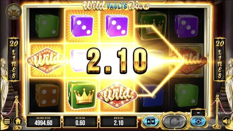 Wild Vaults Dice - schermata principale con rulli e caveau